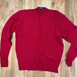 Vintage Polo Ralph Lauren Men's Red Wool 100% Lambswool Sweater Size XL
